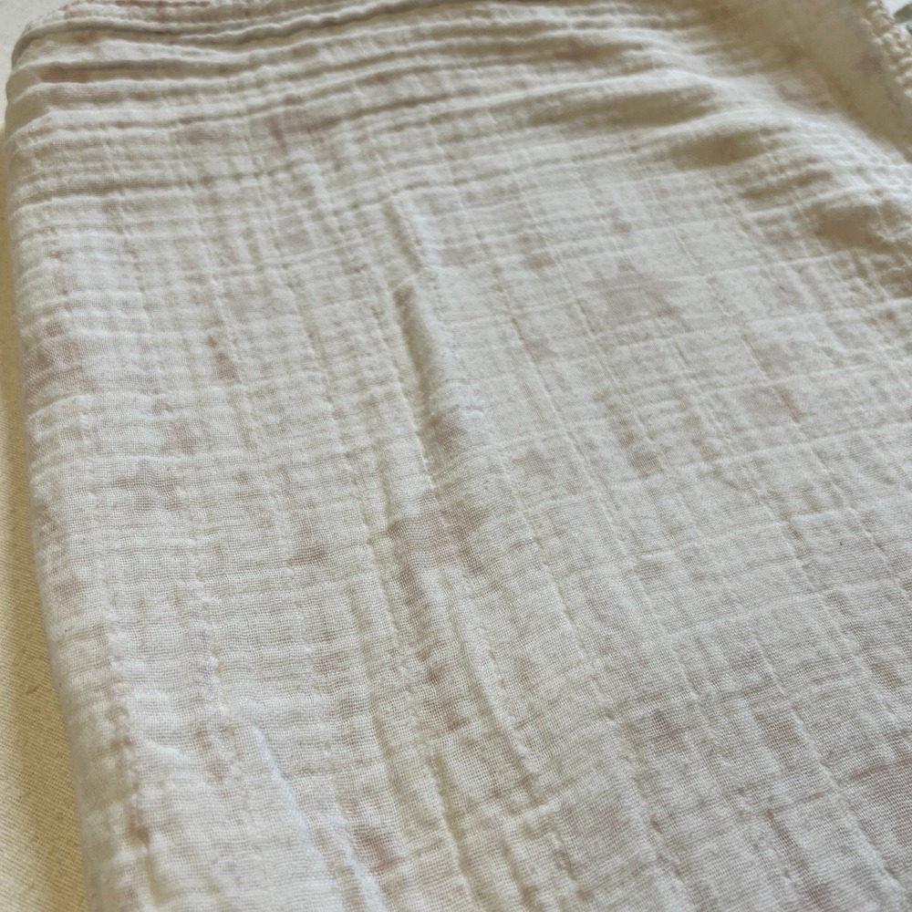 Pottery Barn Kids Baby Blanket 100% Organic Cotton White & Light Pink 46" x 46" - Picture 5 of 5